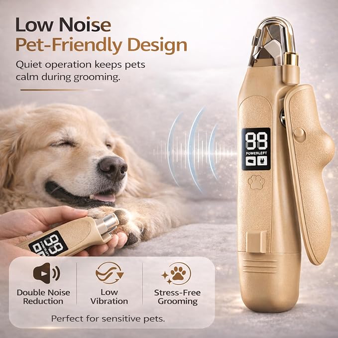2-in-1 Dog & Cat Nail Clippers with Light & Grinder, Dark Beige