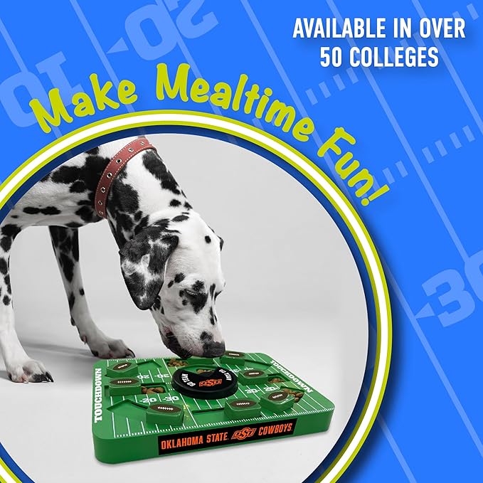 Pets First NCAA Oklahoma State Large Puzzle Toy, New Size, Interactive Dog Treat & Slow Feeding Toy