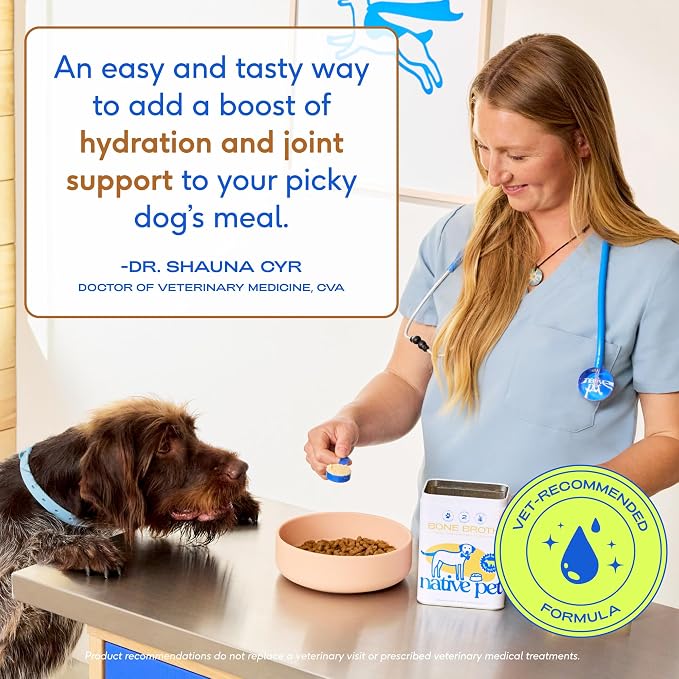 Native Pet Bone Broth for Dogs and Cats - Made with Real Beef Bone Broth, Dog Food Toppers for Picky Eaters- Provides Extra Hydration & Nutrition for Joint Strength, Immunity & Heart Health-192 Scoops