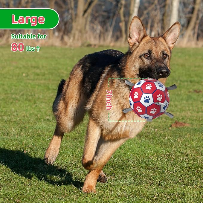 Diman Herding Ball for Dogs Large, 9 Inch Dog Soccer Ball with Straps | Dog Balls for 30-90 lbs Dogs,Dog Toys Soccer Ball for Indoo Outdoor Play, Dog Water Toys,Dog Birthday Gifts for Extra Large
