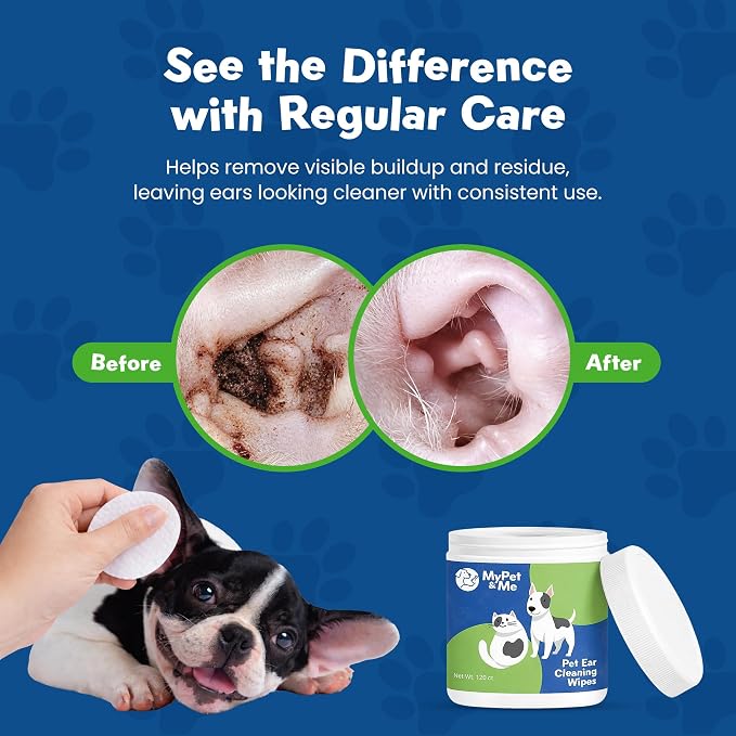 MyPet&Me Ear Wipes for Dogs and Cats, 120 Count