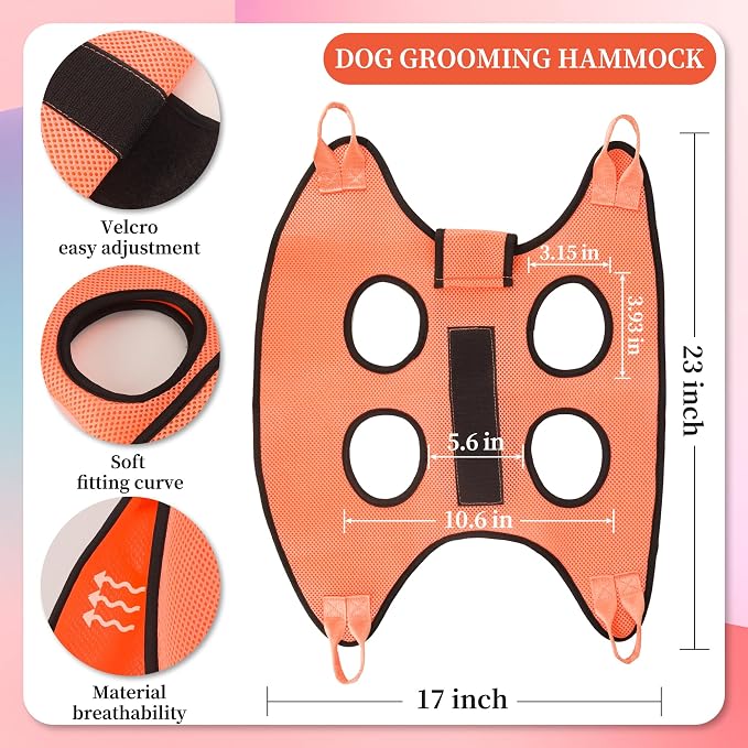 PatiencET Dog Grooming Hammock with Security Strap & Nail Clippers, S
