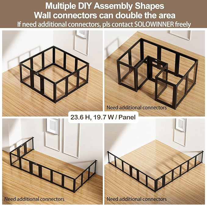 Clear Acrylic Dog Playpen Transparent Dog Playpen Indoor, Easy Assemble Clear Pet Pen for Puppy Bunny Cat Pig, Sturdy & Easy Cleaning Plastic Dog Puppy Fence
