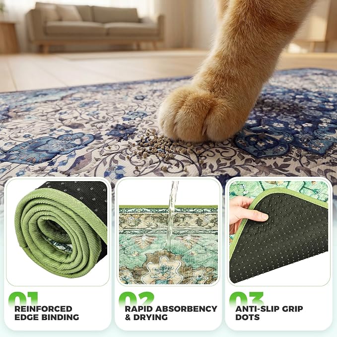 Hompet Cat Litter Mat 2 Pack, 18x28 Machine Washable Trapping Mats for Cats, Super Absorbent & Urine-Proof Cat Litter Box Mat for Floor, Waterproof & Non Slip Kitty Litter Rug