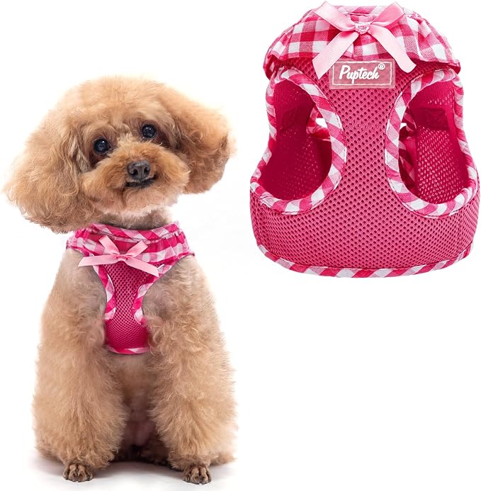 PUPTECK Dog Harness for Puppy and Small Sized Dogs, Step-in No Pull Soft Mesh Vest Harness for Cats Small Pets Walking, Fuschia, New XS