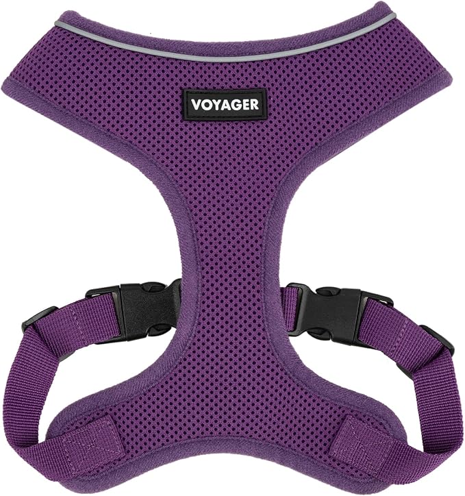 Best Pet Supplies Voyager Aerolite Over the Head Dog Harness, No Pull Breathable Air Mesh Vest, Quick Dry with Reflective Stitching, Adjustable Escape Resistant Harness - Purple, Large