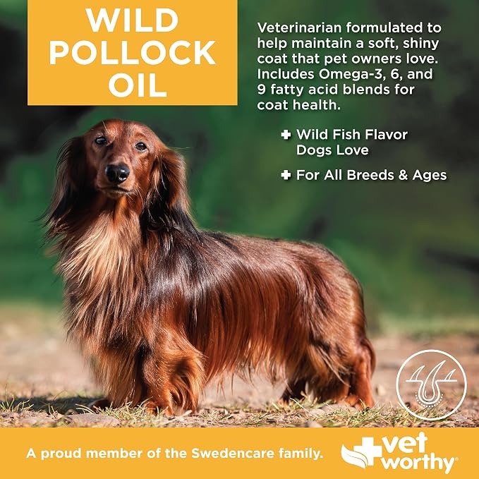 Vet Worthy Wild Pollock Oil for Dogs - Omega 3 for Dogs - 16 fl oz
