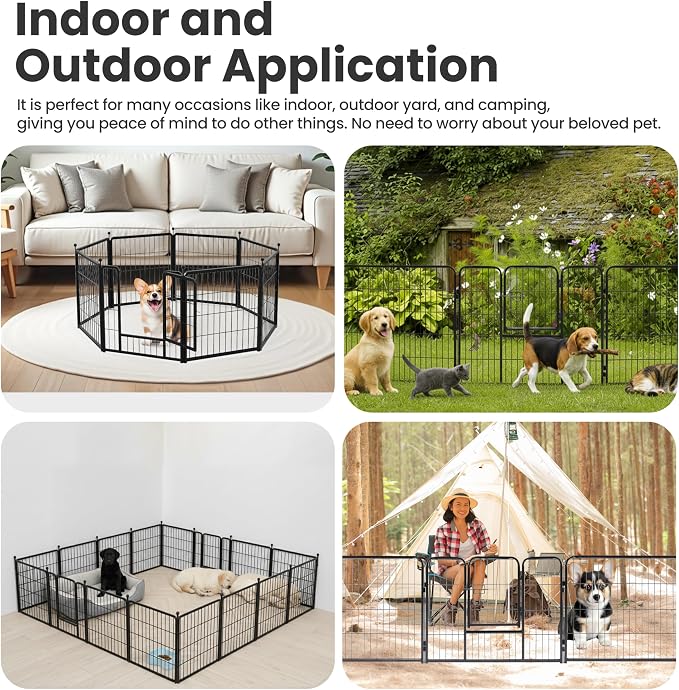 Simple Deluxe Dog Playpen, 24in 16 Panels, Black