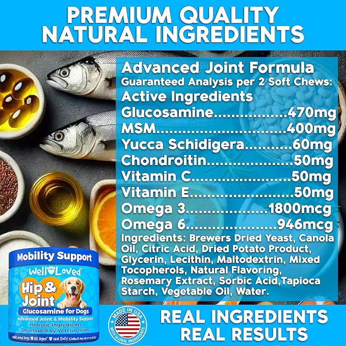 Well Loved Glucosamine for Dogs, Dog Joint Supplement, Hip & Joint Chews