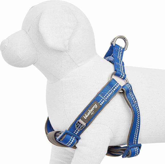 Blueberry Pet Soft & Comfy 3M Reflective Step-in Pastel Color Padded Dog Harness, Chest Girth 16.5" - 21.5", Navy, Small, Adjustable Harnesses for Dogs