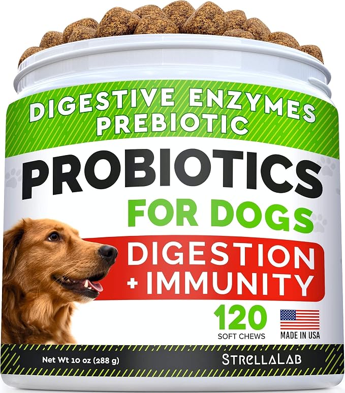 Fish Oil Omega 3 Treats for Dogs + Dog Probiotics Treats for Picky Eaters Bundle - Allergy Relief, Joint Health, Itch Relief. Skin & Coat Supplement + Enzymes + Prebiotics for Digestion Support