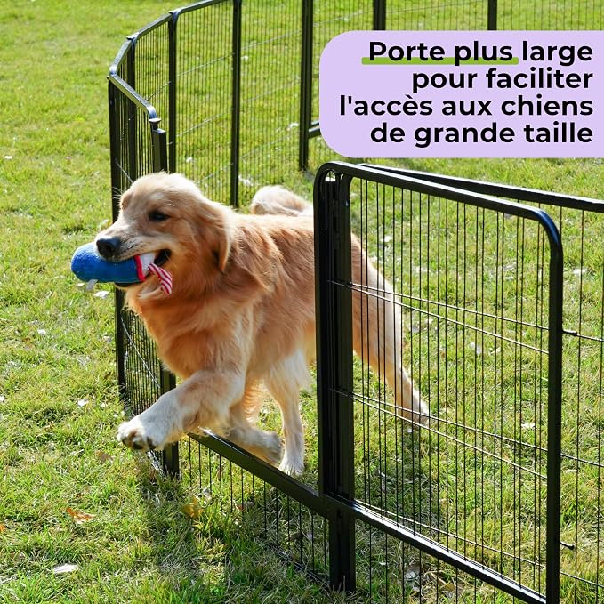 SunsGrove Dog Playpen Outdoor, 40 inch 12 Panels with Wider Door for Medium and Large Dogs, Free and Safe Play Dog Fence Indoor, Black