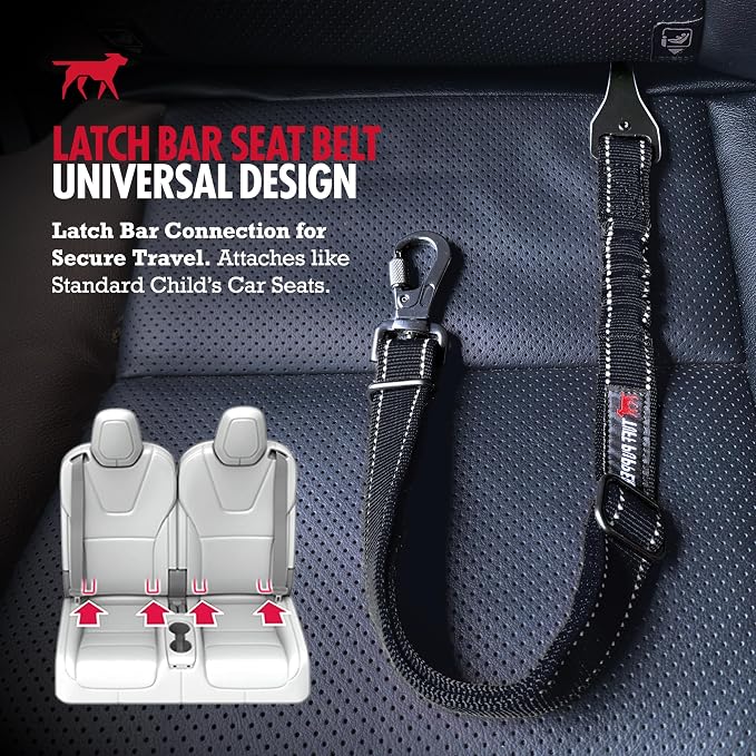 Tuff Pupper Dog Car Safety Belt | Adjustable 16–26" Latch Hook Seatbelt Restraint for Dogs | Heavy-Duty Nylon Webbing, All-Metal Hardware & 360° Swivel Carabiner | Universal Fit for Cars, Trucks & SUV