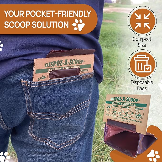 Dispoz-A-Scoop® 96 Pack"Scoop-Seal-Dispose” Dog Pooper Scooper with Bag Attachment, No-Touch Pooper Scoopers Solution, Portable Pooper Scooper for Dogs Large and Small, Dog Poop Scooper for Yard Walk