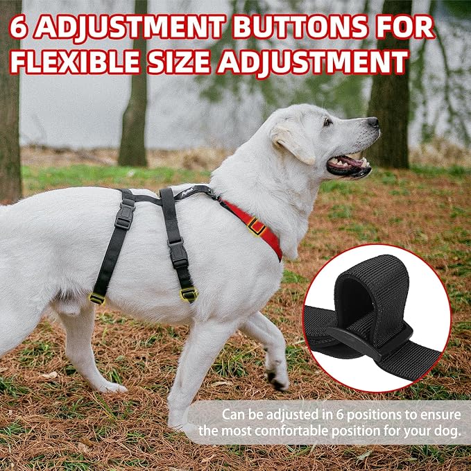PUPTECK Escape Proof Dog Harness - No Pull Soft Padded Full Body Pet Halter Harness with Lift Handle for Small Medium Large Doggies Walking Hiking Hunting, Red & Black, L