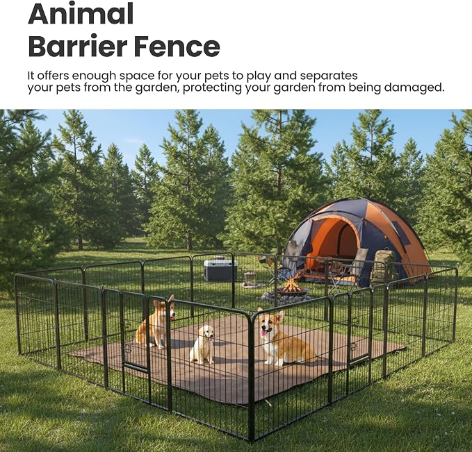 Simple Deluxe Dog Playpen, 40in 16 Panels, Black
