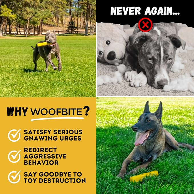 Indestructible Stick Dog Toy - Lifetime Replacement - Durable Chew Toy for Aggressive Chewers - Safe Non-Toxic Natural Rubber - Chew Tug & Fetch - Tough, Heavy Duty - Med/Large Breed, 8”x2”