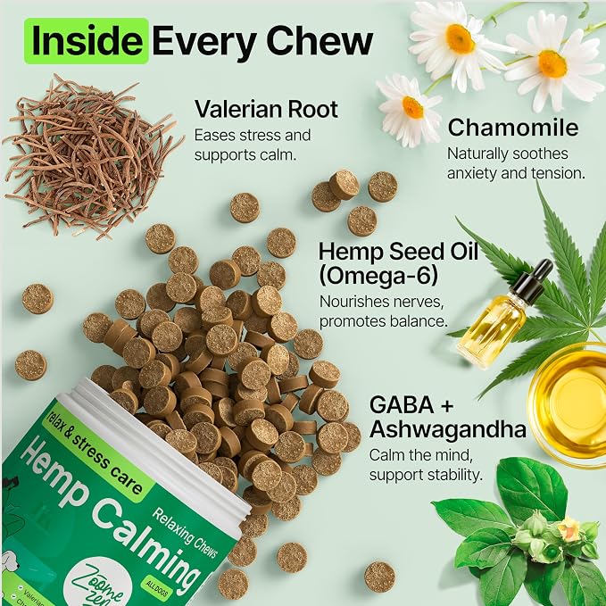 Hemp Calming Chews for Dogs Anxiety, Melatonin, 1-Pack, 170 Count