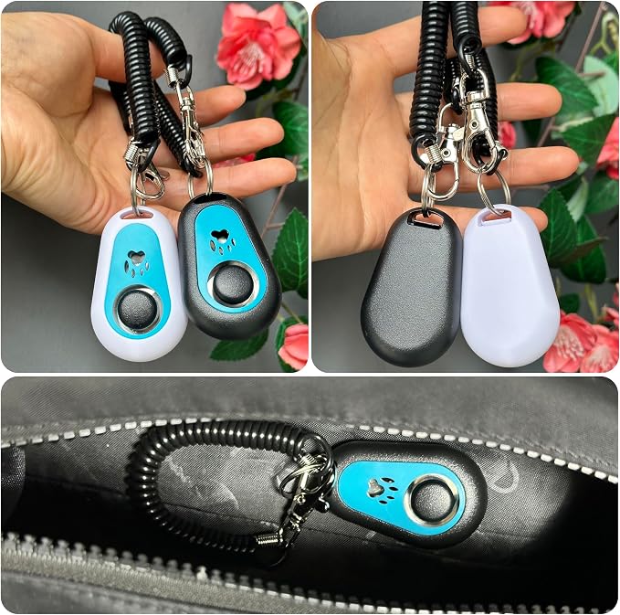 Pet Training Clicker with Strap, Black & White