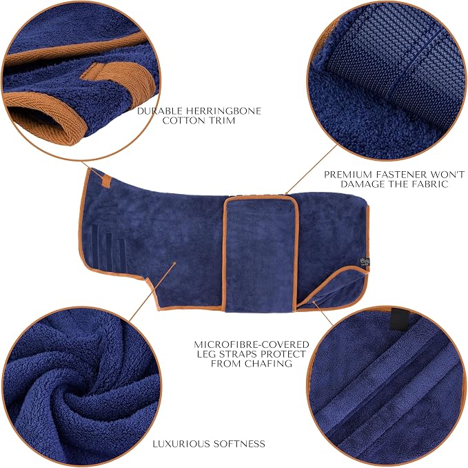 Lucky Pooch® Dog Robe - Luxurious Dog Bathrobe - Ultra Absorbent Dries Your Dogs in Minutes! Double-Layer, Super Soft Towel and Bath Robe All in One (L, Petrol Blue)