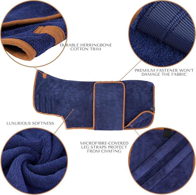 Lucky Pooch® Dog Robe - Luxurious Dog Bathrobe - Ultra Absorbent Dries Your Dogs in Minutes! Double-Layer, Super Soft Towel and Bath Robe All in One (XXXL, Royal Blue)