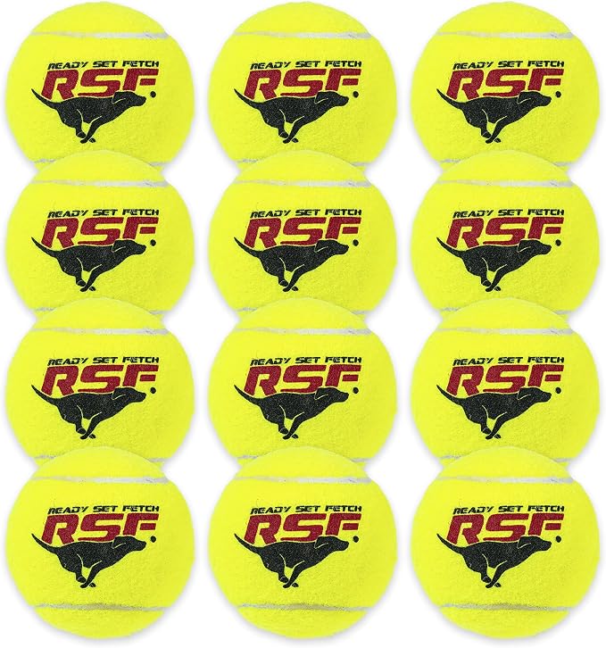 Franklin Sports Ready Set Fetch Squeaker Tennis Ball Dog Toy - 12 Pack | Fun Noise-Making Feature, Tough + Durable Build, Ideal For Small To Large Pets, Great For Active Play, Park + Yard Fun