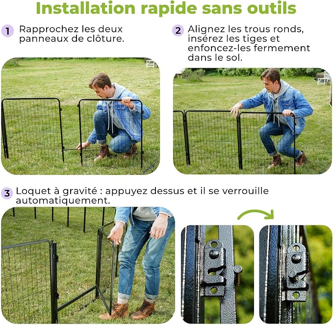 SunsGrove Dog Playpen Outdoor, 40 inch 12 Panels with Wider Door for Medium and Large Dogs, Free and Safe Play Dog Fence Indoor, Black