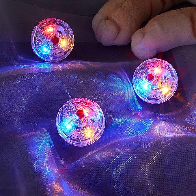 Frienda 4 Pcs Light up Cat Ball LED Motion Ghost Hunting Cat Ball(Clear) | Interactive LED Toy for Cats, Glowing Exercise with Motion Activated, Ghost Hunting Pet Indoor Play, Mini Running Ball