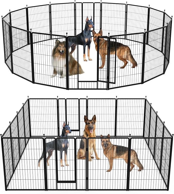 HealSmart Dog Playpen, 40in 16 Panels, Black