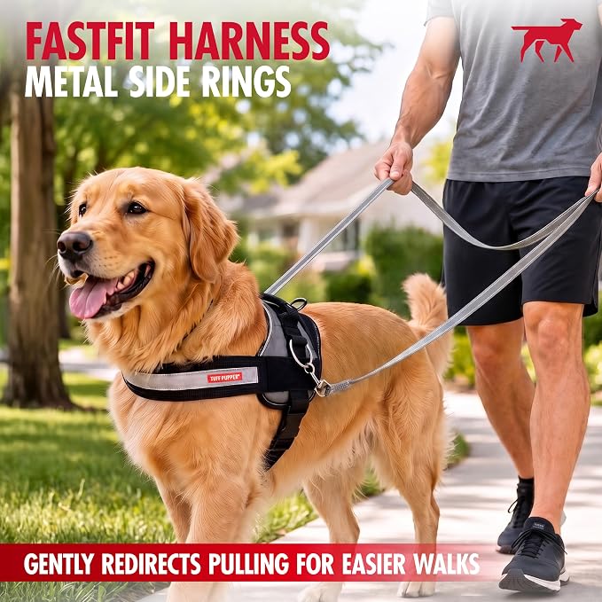 Tuff Pupper Fast Fit No Pull Dog Harness, Escape Proof, Reflective, Red