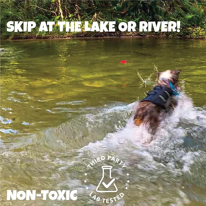 Skip NN' Fetch Large Floating Dog Toys Qty 2 | Stone Skipping Meets Fetch | Fun for Swimming Pool, Lake, Beach, and Land | Perfect Floating Water Toys for Large Dogs