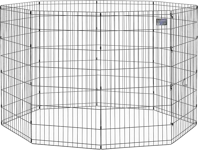 MidWest Homes for Pets 48-Inch Exercise Pen, for Indoor and Outdoor use, 16 Sq Feet of Play, Folding Dog Pen, No Door Design for Maximum Security, Easy to Set Up, Foldable Dog Playpen