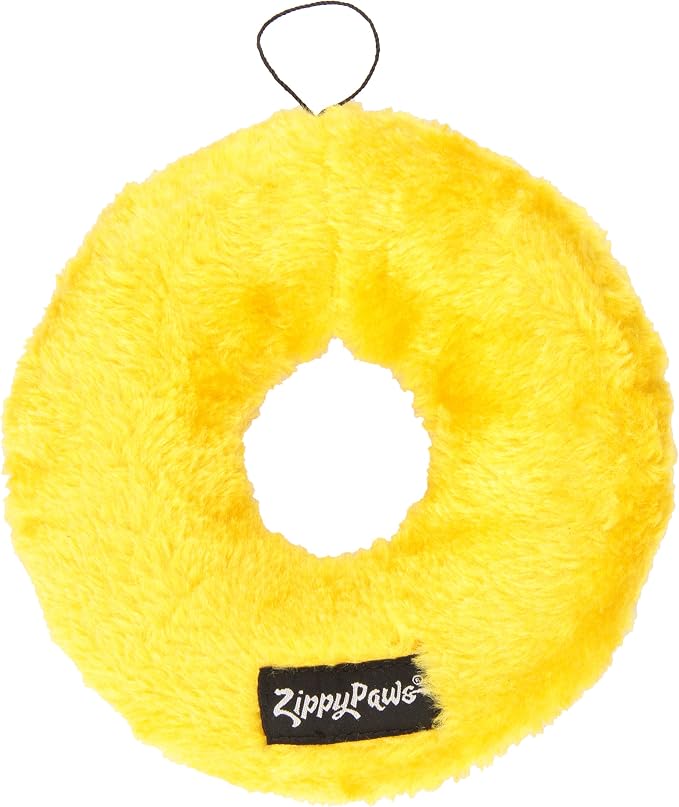 ZippyPaws Donutz No Stuffing Dog Toys to Keep Them Busy - Strawberry Donut | For Small and Medium Dogs, Squeaky Pet Toy for Boredom, Unstuffed Chew Toy, Soft Plush Puppy Products