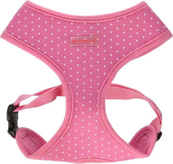 Puppia Dotty Dog Harness Over-The-Head No Pull No Choke Walking Training Adjustable for Small & Medium Dog, Large, Pink