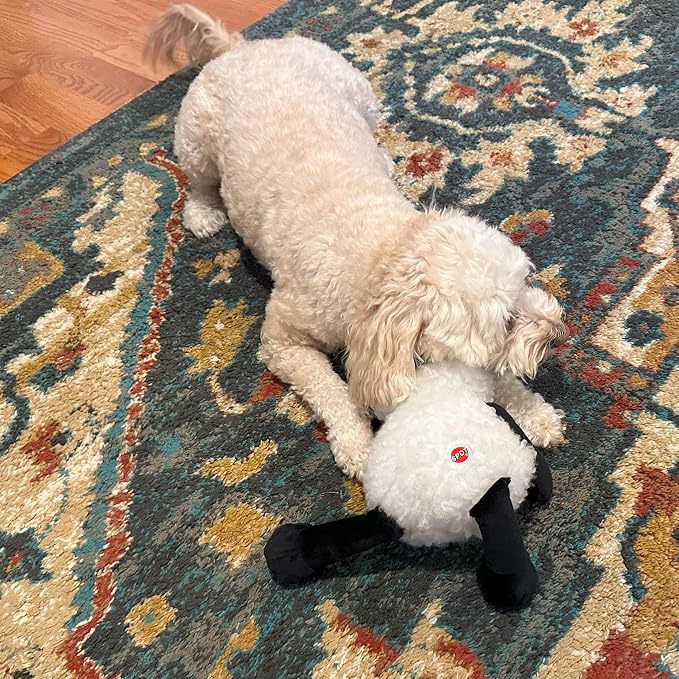 SPOT Baa Baa Black Sheep Plush Dog Toy - Cute and Cuddly Fleece Toy with Squeaker for Medium to Large Dogs and Puppies, 13in Black and White Lamb
