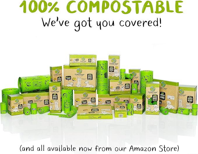 PLANET POOP Home Compostable Dog Bags 90, XL Sized Cat Litter Box Clean-up Doggy Waste Bag with Handles, Pooper Scooper Swivel Bin for Dogs Extra-Large Grocery Size Pet Supplies