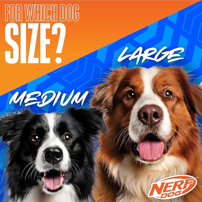 Nerf Dog Rubber Football Dog Toy with Interactive Squeaker and Crunch, Lightweight, Durable and Water Resistant, 6 Inch Diameter for Medium/Large Breeds, Single Unit, Red