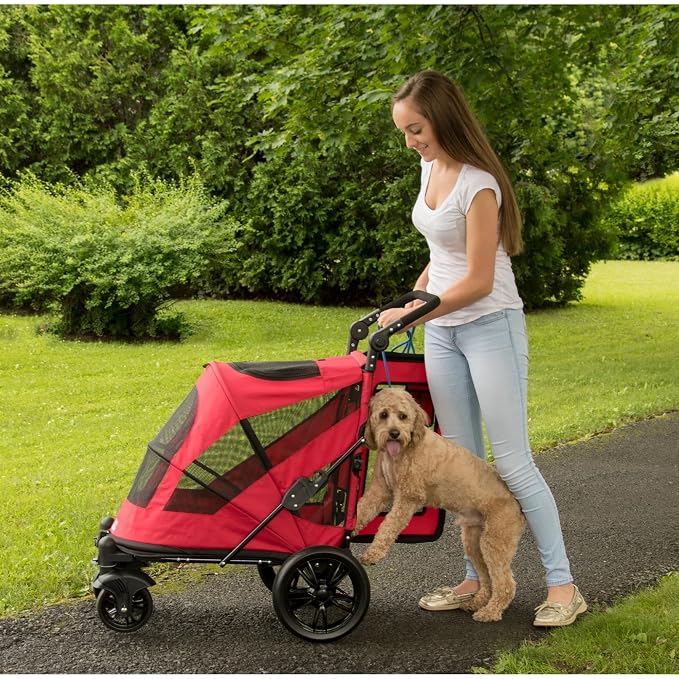 Pet Gear No-Zip Excursion Pet Stroller - Cherry, Dual Entry