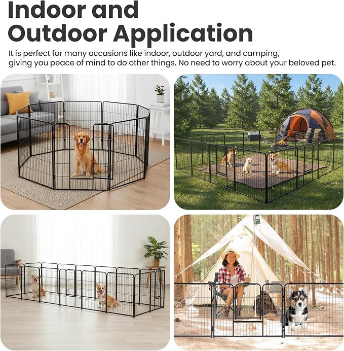 Simple Deluxe Dog Playpen, 40in 16 Panels, Black