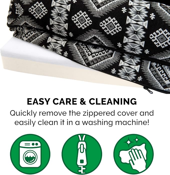 Furhaven Memory Foam Dog Bed for Large Dogs w/ Removable Bolsters & Washable Cover, For Dogs Up to 125 lbs - Plush & Southwest Kilim Woven Decor Sofa - Black Medallion, Jumbo Plus/XXL