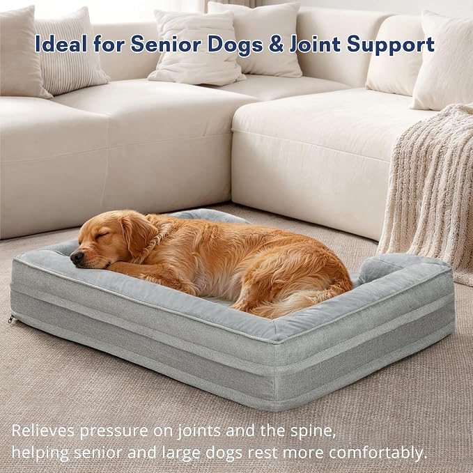 aodisman Orthopedic Memory Foam Dog Bed - Medium, Light Grey