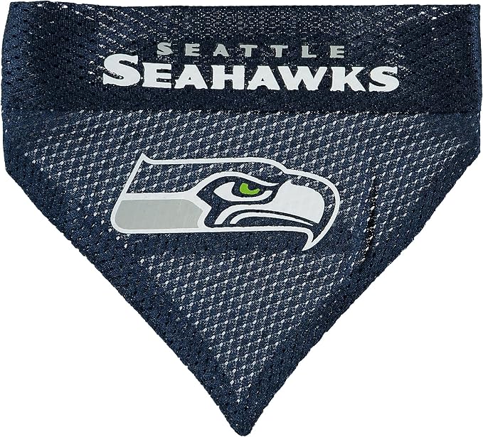 Pets First NFL DOG BANDANA - SEATTLE SEAHAWKS REVERSIBLE PET BANDANA. 2 Sided Sports Bandana with a PREMIUM Embroidery TEAM LOGO, Large/X-Large. - 2 Sizes & 32 NFL Teams available