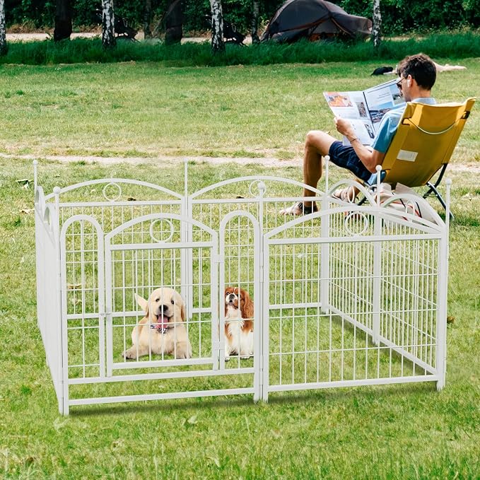 Dog Playpen Indoor 24 Inch 8 Panels Metal Dog Pen, Heavy Duty Pet Fence for Puppies and Adult Dogs, Foldable Exercise Pen with Secure Door, Durable Steel Construction for Indoor do