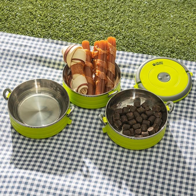 Healthy Human Travel Pet Bento Bowls, 3 Pack, Green