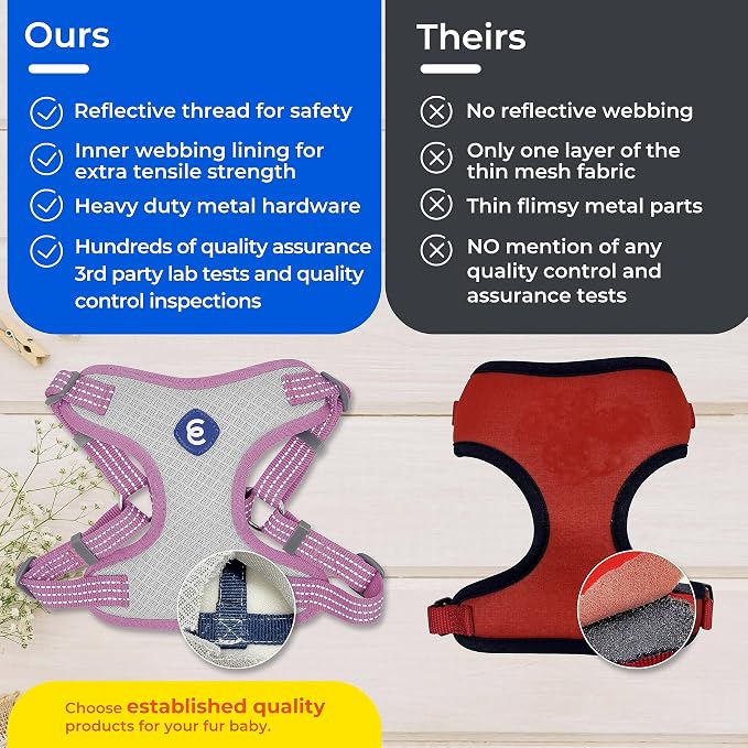 Blueberry Pet Essentials Back to Basics Reflective Dog Harness Vest, Candy Pink, Large, Adjustable Harnesses for Dogs