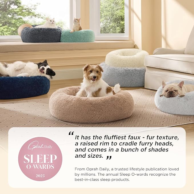 Bedsure Calming Small Dog Bed Donut Washable Cat&Puppy Bed,23 inches 2 Pack