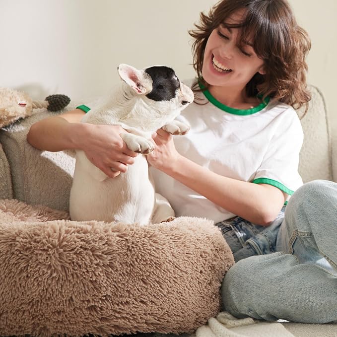 Bedsure Calming Dog Bed Medium Size Dog Donut Washable Pet Bed,30in 2 Pack