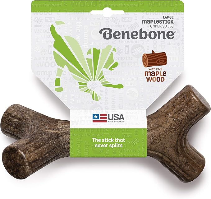 Benebone Maplestick and Fishbone Durable Dog Chew Toys for Aggressive Chewers, Made in USA