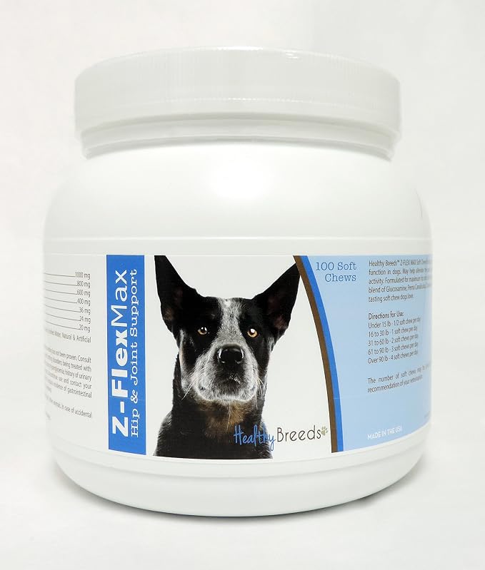 Healthy Breeds Australian Cattle Dog Z-Flex Max Hip & Joint Soft Chews 100 Count, Brown