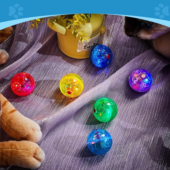 Sratte 6 Pcs Cat Ball Ghost Hunting Light up Toy | Motion Activated Toy for Indoor Exercise, LED Motion Sensor Triggers Colorful Lights, Interactive Play, Transparent